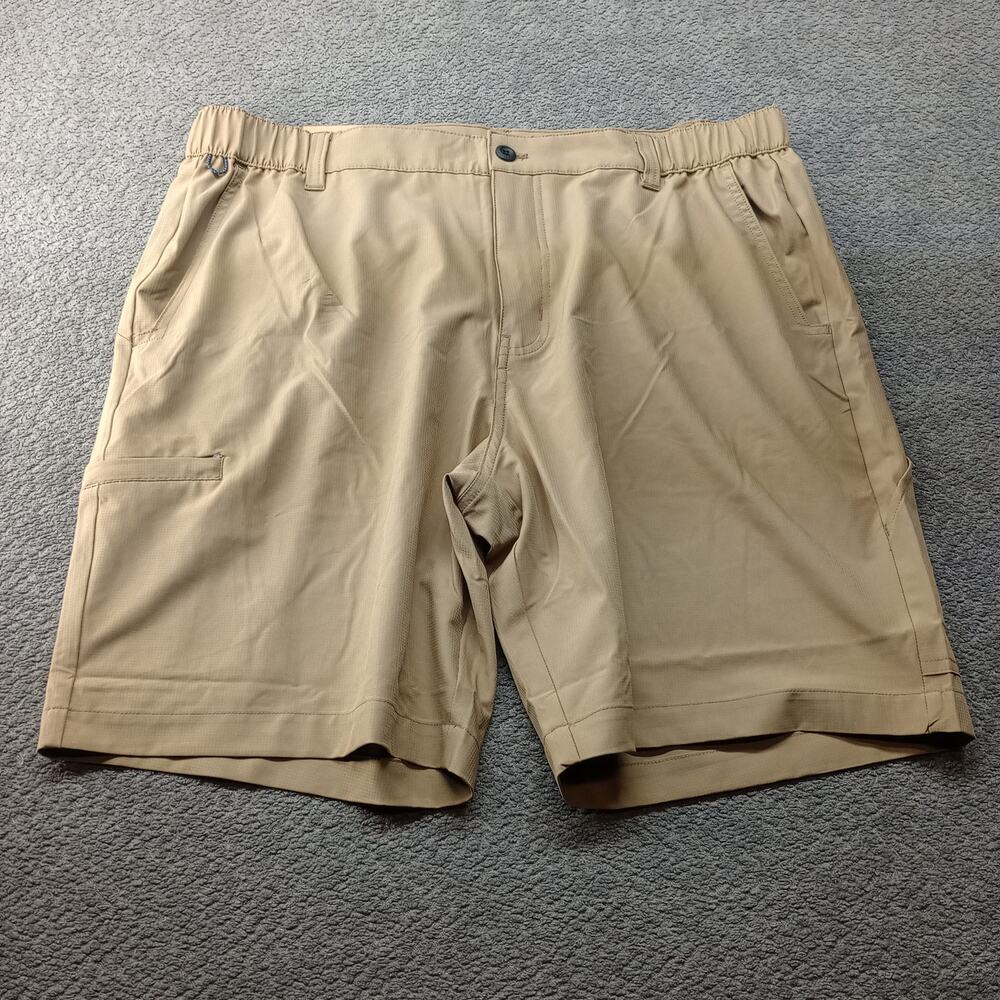 Eddie Bauer Flex Waist Tech Shorts Men XL Khaki UPF 30 Stretch Hiking